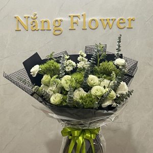 Bó Hoa Trắng Xanh – Thanh Lịch & Gửi Gắm Yêu Thương
